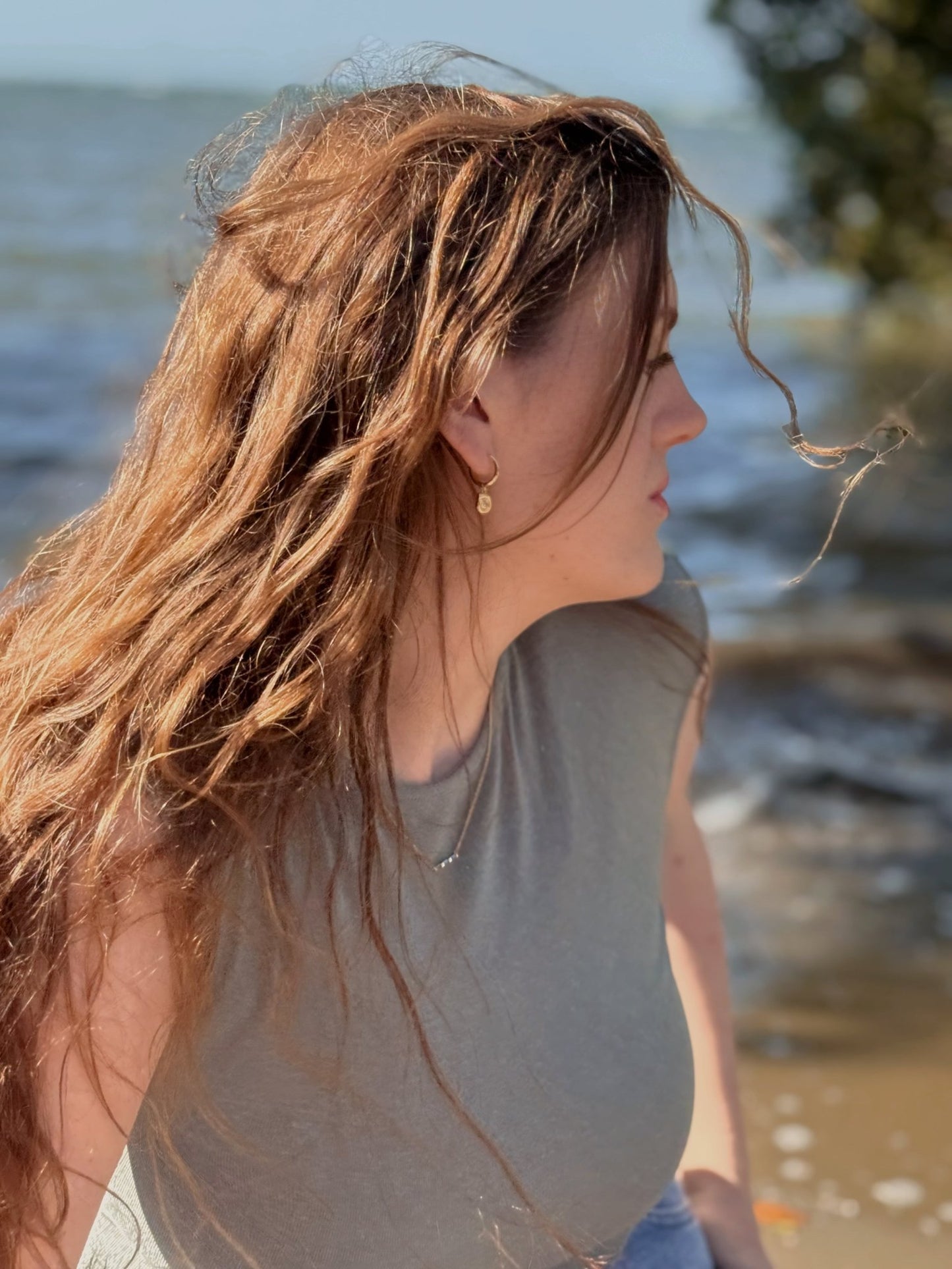 Lina Dangle Hoop, 16K Gold Plated - Sunscorched Australia