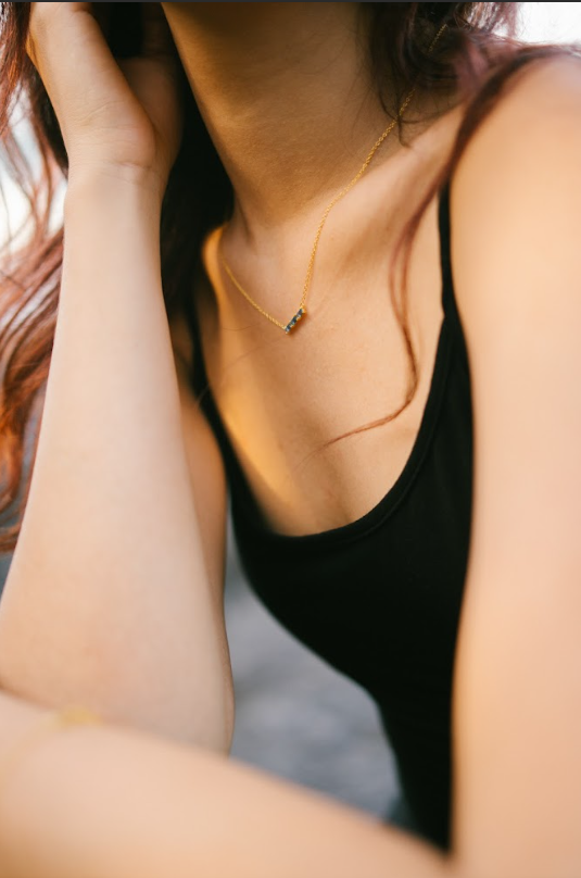 Lina Bar Necklace, 16k Gold Plated